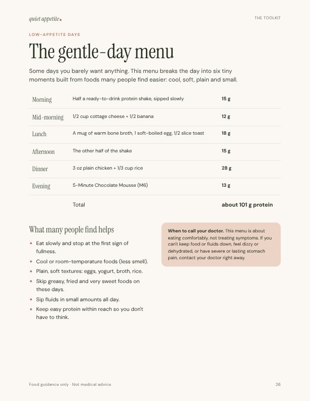 The gentle-day menu